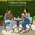 thumbnail image 4 of Best Choice Products 3-Piece Patio Bistro Dining Furniture Set w/ Glass Tabletop, Folding Chairs - Peacock, 4 of 10
