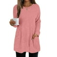 thumbnail image 5 of Helii Women Fall Long Sleeve Shirt Tunic Tops Knit Dressy Sweatshirt Crew Neck Pullover Clothes with Pockets for Women Causal Pink M, 5 of 5