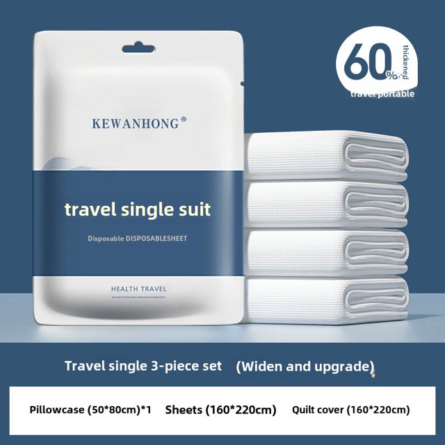 Sábana de viaje desechable, funda de edredón, funda de almohada, juego doble de cuatro piezas, suministros para hotel, saco de dormir sucio de viaje, funda de edredón, toalla de baño