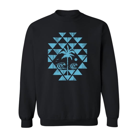 Palm And Waves. Sweatshirt Men -Image by Shutterstock, Male Medium