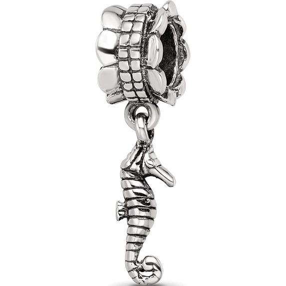 Sterling Silver Reflections Seahorse Dangle Bead (22.73 X 5.45) Made In Thailand qrs499
