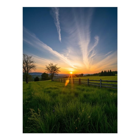 Diamond Art Kit for Adults, Sunset Over Green Fields Diamond Painting for Adults Beginners, DIY Diamond Art Painting Kits, 5D Diamond Painting Crafts for Home Decor 12x16 Frameless