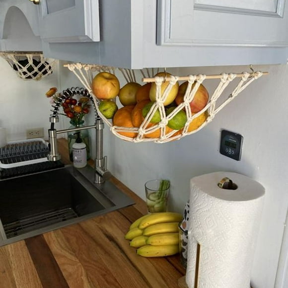 Leaveforme Cotton Rope Fruit Hammock, Space saving Banana Hanger