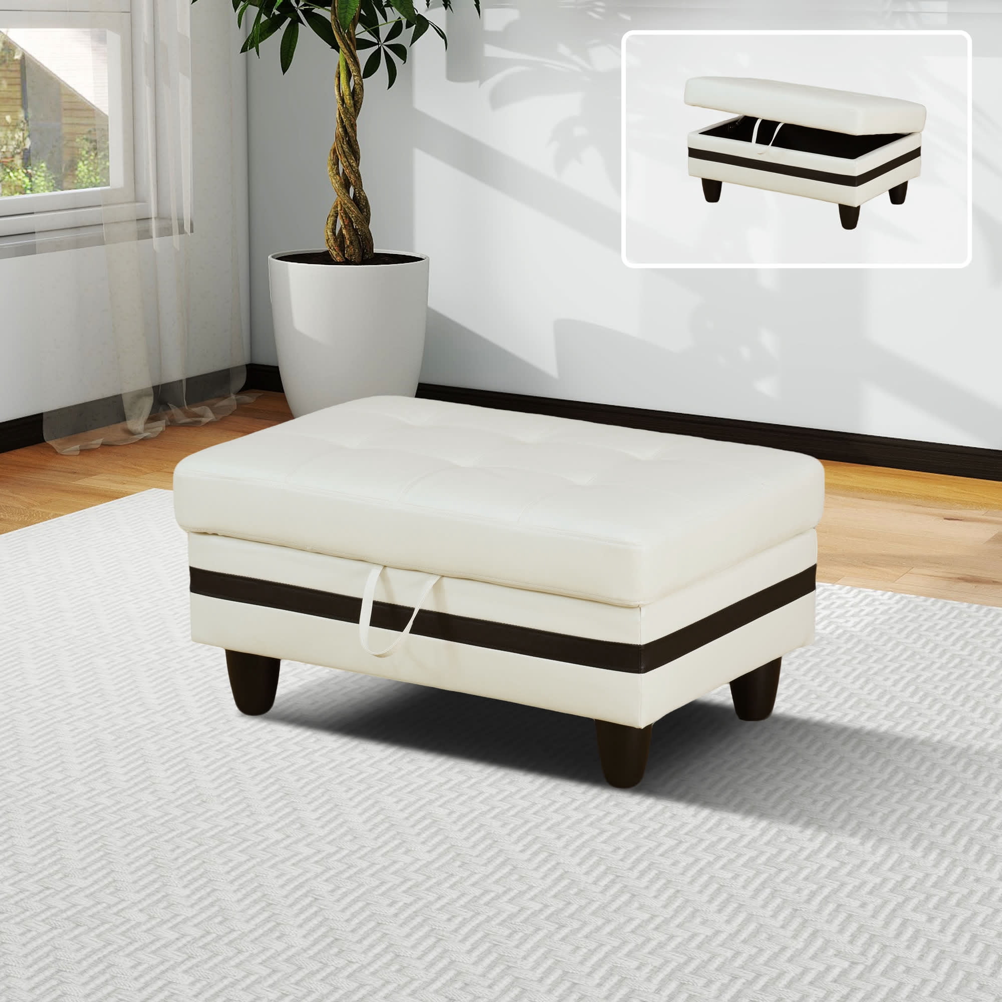 MAYEERTY Sofa Ottoman Footrest with Storage, Multi-Variant Foot Stool for Home, Bedroom, Living Room