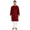 thumbnail image 1 of Atasi Indian Mens 2 Piece Kurta Pajama Set Henley NeckÂ&nbsp;Casual Long Kurta, 1 of 7