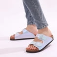 thumbnail image 4 of Sandalias planas para mujer, pantuflas con plantilla de corcho, sandalias de verano de moda con hebilla ajustable, sandalias antideslizantes de corcho para el hogar, 4 of 6