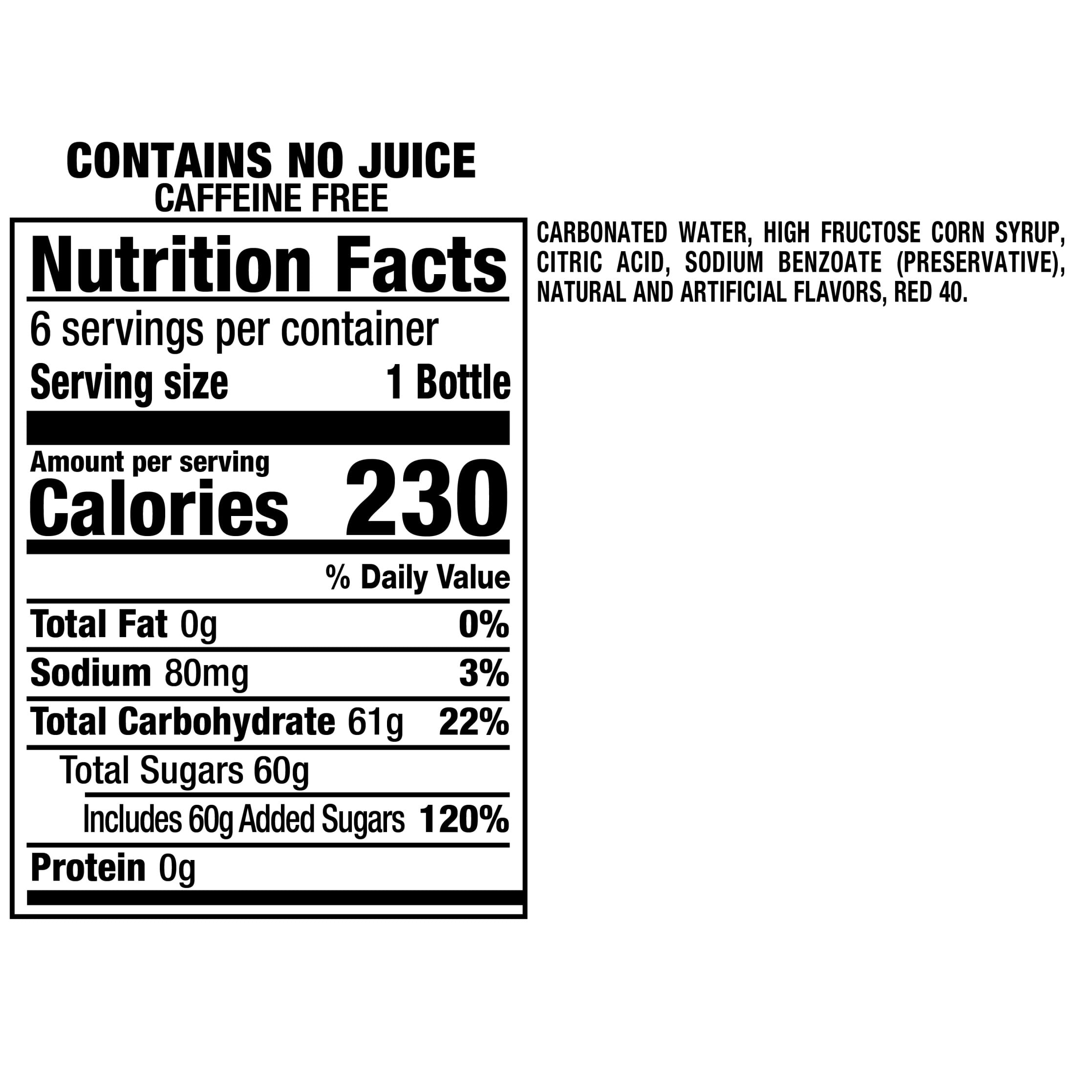 Sunkist Caffeine Free Strawberry Soda Pop, 16 fl oz, 6 Pack Bottles