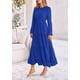 thumbnail image 5 of Vestido largo PRETTYGARDEN elegante para mujer, azul con puntos suizos, XXL, 5 of 9
