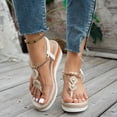 thumbnail image 3 of Dakaela Women's Wedge Sandals 2026 Open Toe Platform Espadrille Flip Flops Elastic Ankle Strap Casual Bohemian Beach Thong Walking Shoes Size 6-10 Beige, 3 of 6