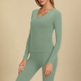 thumbnail image 2 of DHFJKG Long Johns For Women Thermal Underwear Wool Base Layer Set Fuzzy Lining Slim Fit Scoop Neck Tops Tight Leggings Solid Color Outfits Cozy 2 Piece Sets, 2 of 5