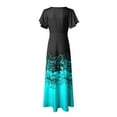 thumbnail image 6 of vigerkar Beach Dresses for Women,2025 Summer Trendy Elegant Wrap V Neck Floral Boho Dress,Flowy Ruched Hawaiian Maxi Dress Sky Blue, M, 6 of 7