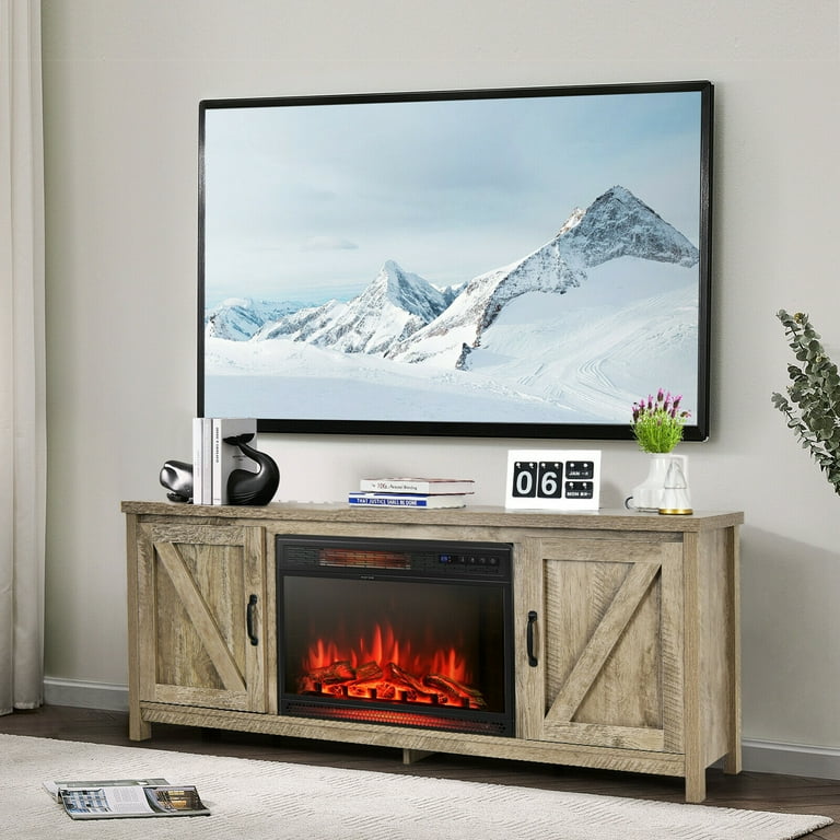 Free Shipping! Gymax 59'' Fireplace TV Stand W/ 25'' 1350W