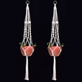 thumbnail image 4 of 2PCS Macrame Plant Hanger Indoor Outdoor Hand Knit Hanging Planter Basket Net Cotton Rope with Beads, 4 of 5