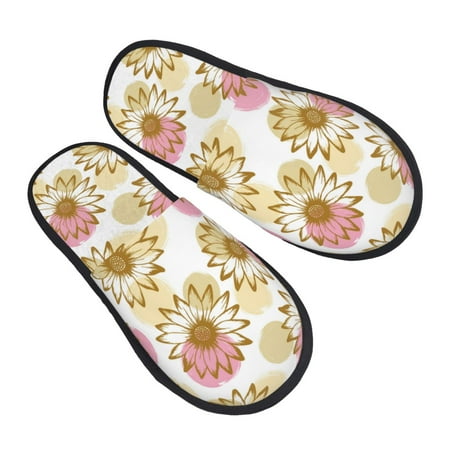 

House Slippers for Women Men - Sunflowers Pink Soft House Shoes Fuzzy Slippers Lightweight Slip-On Cozy House Slippers for Woman Indoor Outdoor
