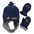 thumbnail image 2 of N'Ice Caps Little Boys Baby Sherpa Lined Fleece Hat Mitten Winter Set - Trains Kids Toddlers Navy, 2 of 5