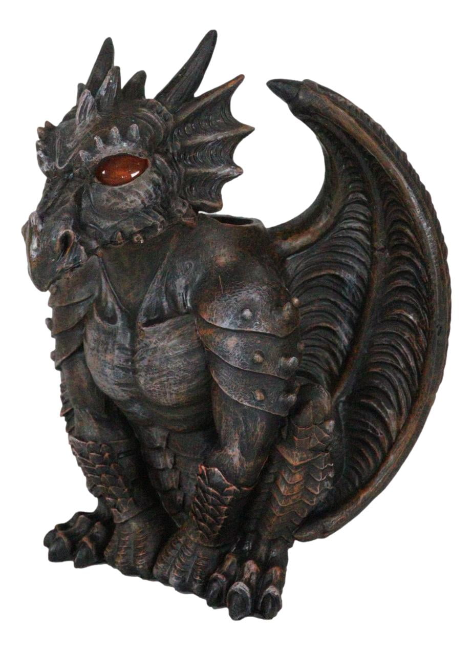Gothic Winged Dragon Guard Gargoyle With Translucent Eyes Candle
