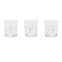 Melrose Dotted Glass Votive Candle Holders - 3" - Clear and Blue - Set of 3