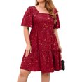 thumbnail image 1 of Vestido Suelto Vestido de línea A Mujer Hasta la rodilla Lentejuelas de gran tamaño Citas de vacaciones (Rojo 4XL) Cgtredaw Para estrenar, 1 of 1