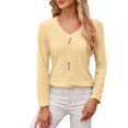 thumbnail image 2 of HLKJKLS Long Sleeve Shirts For Women V Neck Long Sleeve Loose Button Top Polyester Spandex Casual Yellow S-Xxl, 2 of 8