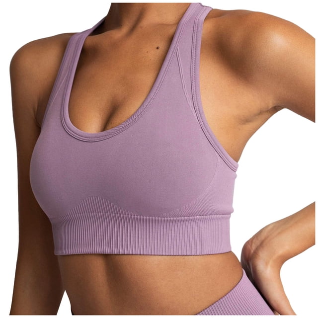 Aayomet Bralettes for Women Lined Seamless Wireless Triangle Bralette Bra (Purple, L)