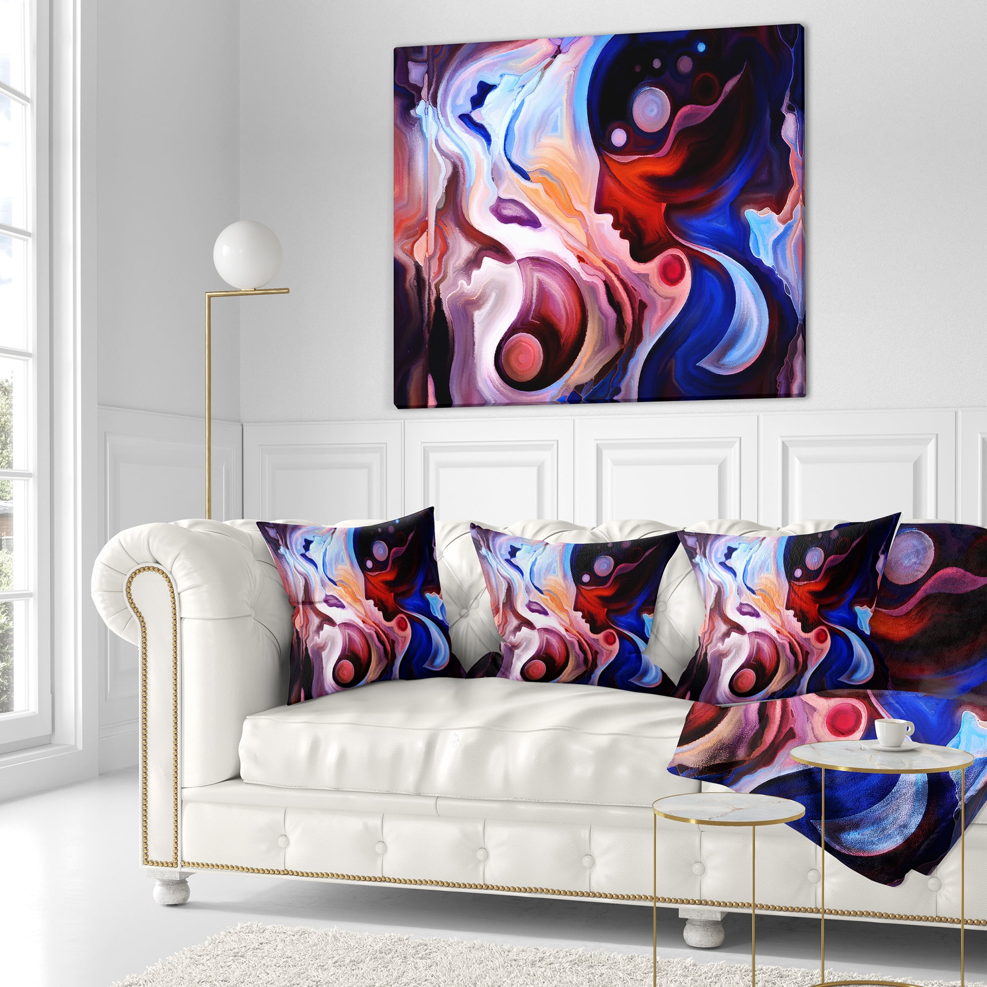 Designart Watching Woman Painting - Abstract Throw Pillow - 16x16