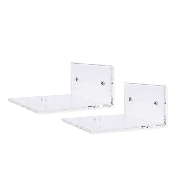 Minnieouse Paquete de 2 estantes flotantes Estructura estable Material de primera Vitrinas Ahorro de espacio Transparente Instalación Cuerpo del baño