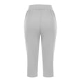 thumbnail image 5 of SDNall capri pants for women Solid Elastic Waist Pocket Cropped Pants Casual Stretchy Stylish for Spring Summer Women's Clothing, 5 of 9