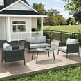 thumbnail image 3 of LayinSun 4 Piece Outdoor Furniture Set with Coffee Table, Modern Rope Woven Patio Conversation Sofa Set with Olefin Braid and Deep Seating, 3 of 9