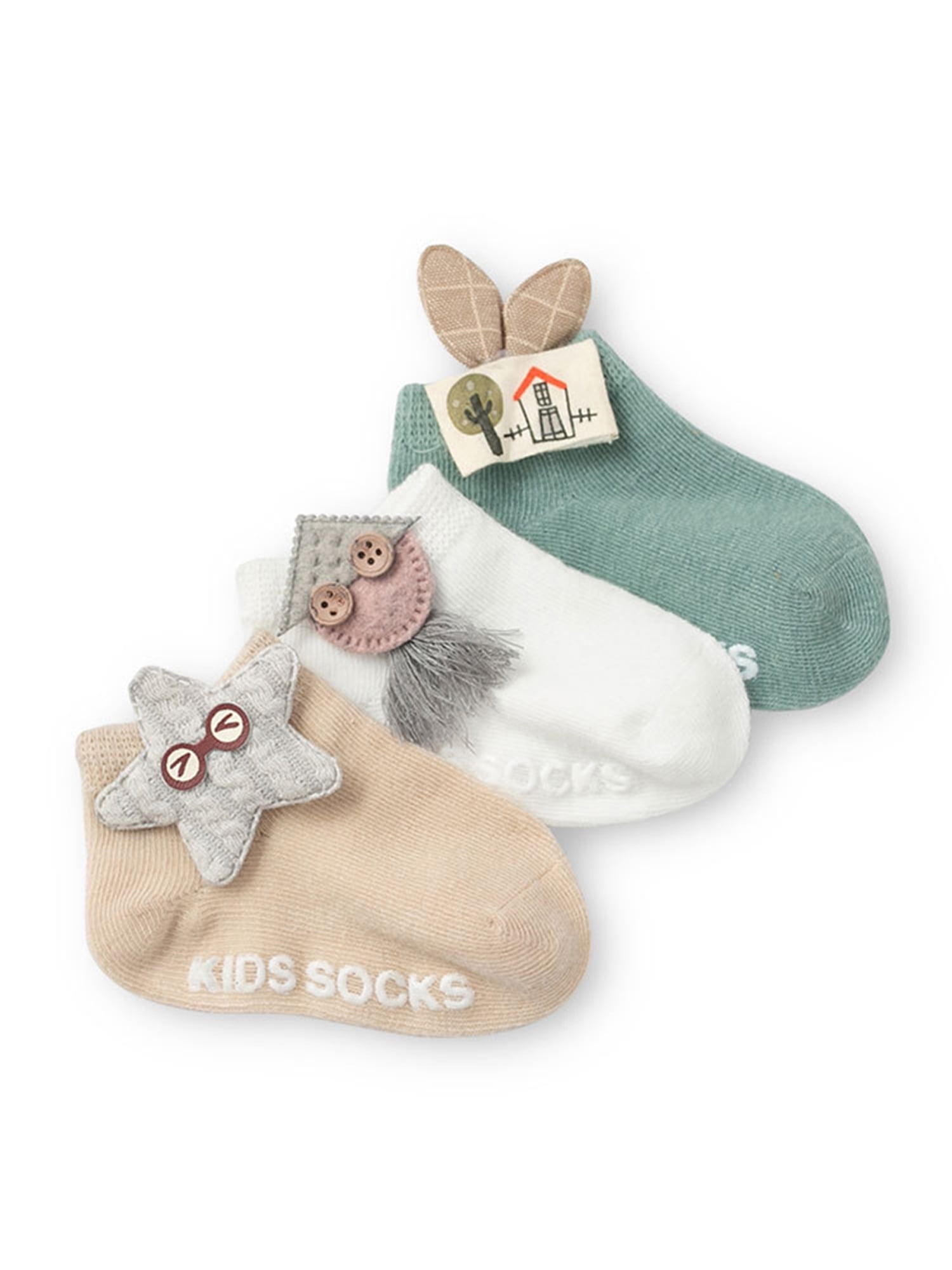 Kids Baby Girls Socks Newborn Toddler non slip Anti Slip Flower Socks 3 Pairs 