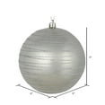 thumbnail image 2 of Vickerman 6" Silver Candy Finish Ball Ornament with Glitter Lines, 3 per Bag, 2 of 3
