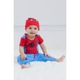 thumbnail image 2 of Marvel Avengers Spider-Man Black Panther Hulk Baby Cosplay Bodysuit Pants and Hat 3 Piece Outfit Set Newborn to Infant, 2 of 5