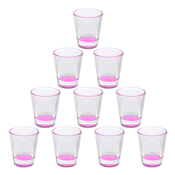 Shot Glasses 1.75 oz. Set of 10, Bulk Pack - Great for Wedding Favors, Bachelorette Party Decorations, Party Fovors, Color Bottom - Pink