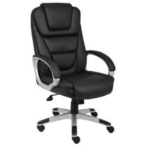 Boss Office Products LeatherPlus Executive Chair with Casters, Black