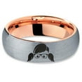 thumbnail image 2 of Tungsten Cool Girl Nerd Glasses Geek Hair Game Band Ring 7mm Men Women Comfort Fit 18k Rose Gold Dome Brushed Gray Polished, 2 of 4