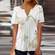 thumbnail image 1 of ICHUANYI Clearance Women Fashion Summer Sexy Fold Printed Regular Women Short Sleeves V Neck Button Top(Green, XXL) ICHUANYI WER2023080800867, 1 of 5
