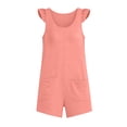 thumbnail image 4 of POIUYTR Women Summer Casual Jumpsuit Loose Ruffle Sleeveless Romper Vacation Straight Leg One-Piece Shorts, 4 of 5