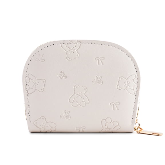 Elegant Women PU Wallet With Embossed Bows Bear Pattern Compact Card Holder Coin Purse For Easy Storage And Daily Use