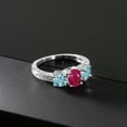 thumbnail image 3 of Gem Stone King 2.82 Ct Oval Red Ruby Blue Zircon 925 Sterling Silver Moissanite Ring (Size 6), 3 of 4