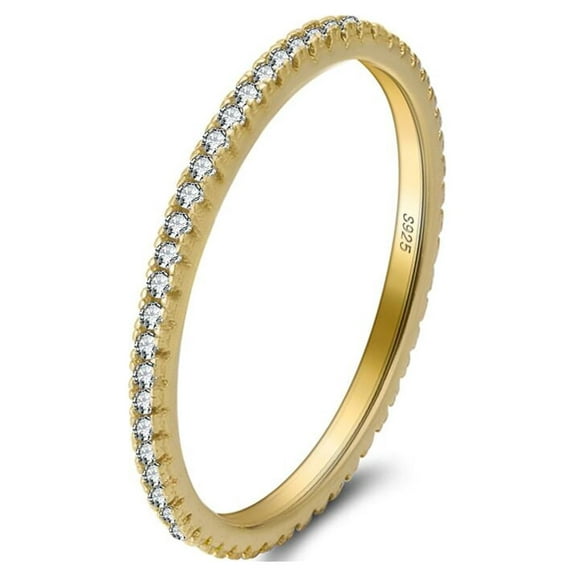 Eternity Ring Wedding Band for Women Thin Sterling Silver Pink Cz Ginger Lyne Collection