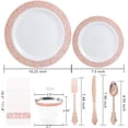 thumbnail image 2 of 350PCS Rose Gold Plastic Plates With Disposable Plastic Silverware& Napkins- Rose Gold Rim Plastic Dinnerware Lace Design For Mother's Day, Wedding, 2 of 12