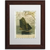 Trademark Fine Art 'Jersey Sailboat' Canvas Art by Nick Bantock, White Matte, Wood Frame