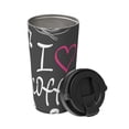 thumbnail image 2 of Fotbe I Love Coffee Printed Insulated Travel Coffee Mug Spill Proof Leak Proof Stainless Steel Coffee Tumbler Reusable Coffee Cups with Lids Thermos, 2 of 8