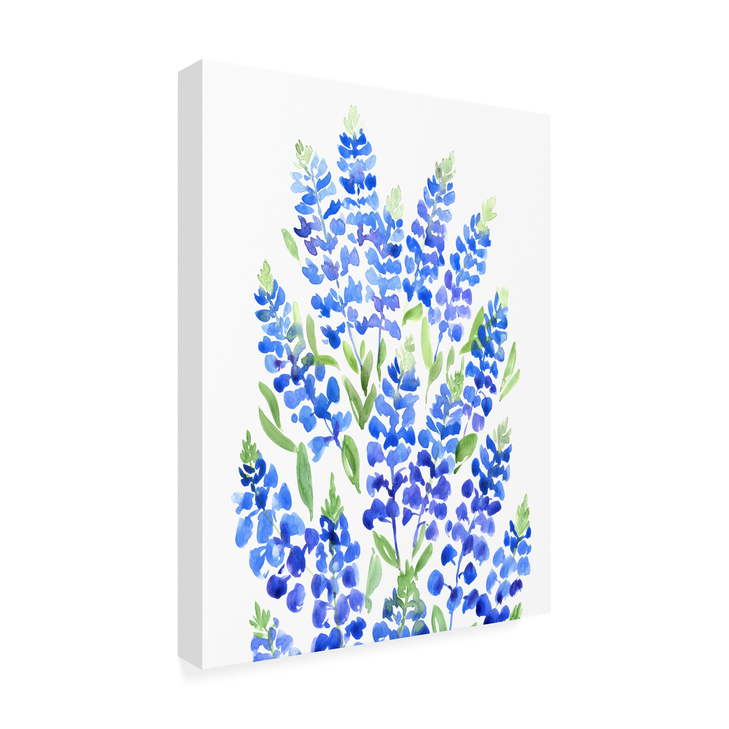 Canvas Wall Art - blursbyai 'Watercolor Texas Bluebonnet Bouquet' Wall Art for Living Room, Bedroom, or Office DÃ©cor by Trademark Fine Art - 14 x 19 Inches