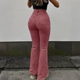 thumbnail image 4 of Jerdar Jeans Street Wear Women's High Waisted Flared Jeans Street Fashion Stretch Slim With Pockets Denim Pants, 4 of 9