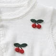 thumbnail image 6 of HAOTAGS Girls Knitted Cardigan with Graphic Print Casual Fall/Winter One-Button Open Front Jacket White Size 2-3 Years, 6 of 9