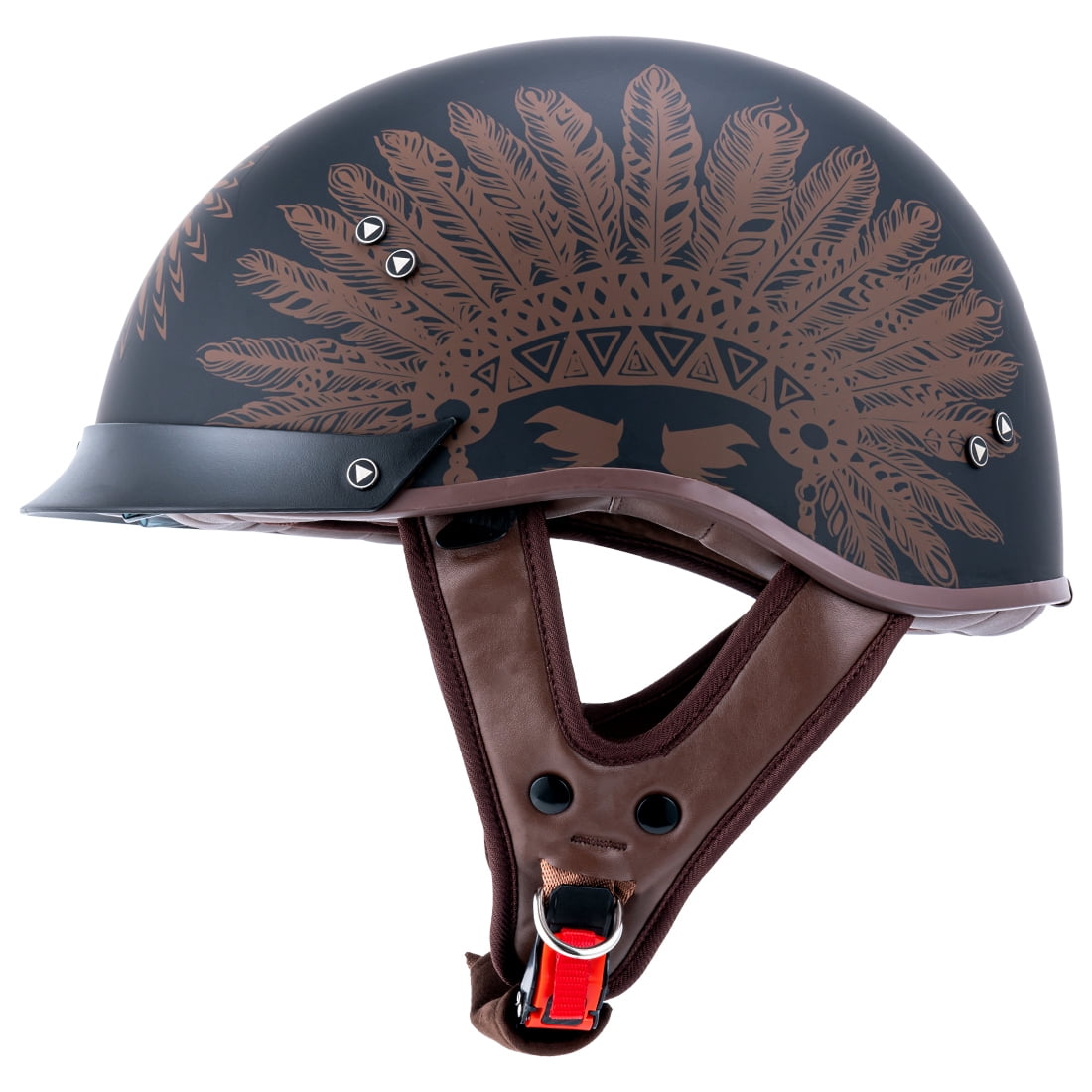 brown leather half motorcycle helmet Retro Our helmets should fit snug when new Open Face Helmet Vintage Leather