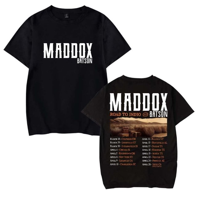 T-Shirt Maddox Batson Road To Indio Tour 2025 Femmes Hommes Col Rond Manches Courtes Mode Décontractée