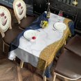 thumbnail image 2 of Blue White Gold Marble Pattern Rectangle Tablecloth 60"x102",Waterproof Polyester Rectangle Table Cloth, Wipeable Spillproof Polyester Tablecloth for Dining, Camping, Indoor and Outdoor, 2 of 6