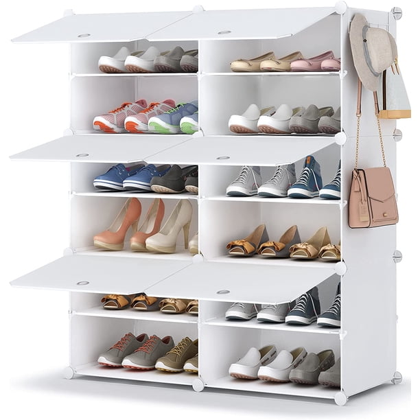 Zapatero de 6 niveles, organizador de 24 pares de zapatos de plástico para armario, pasillo, dormitorio y entrada.