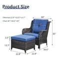 thumbnail image 4 of POCASSY Wicker Patio Lounge Chairs with Ottomans and Cushions, Set of 2, Brown Ratten & Blue Cushions, 4 of 6